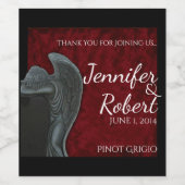 レッドベルベットのワインラベルに結婚ゴシック風の天使 ワインラベル (シングルラベル)