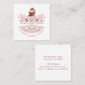 レッドベルベットカップケーキデコフレームベーカリーベイカーズロゴ スクエア名刺 (正面/裏面)