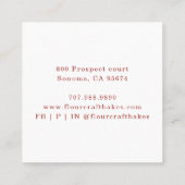 レッドベルベットカップケーキデコフレームベーカリーベイカーズロゴ スクエア名刺 (裏面)