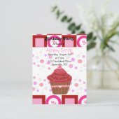 レッドベルベットカップケーキ招待状 招待状 (スタンド正面)