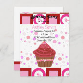 レッドベルベットカップケーキ招待状 招待状 (正面/裏面)