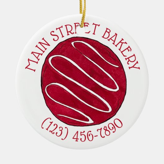 レッドベルベットクッキービジネスベーカリーベイクショップベーキング セラミックオーナメント (正面)