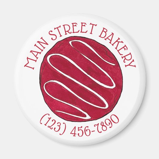 レッドベルベットクッキービジネスベーカリーベイクショップベーキング マグネット (正面)