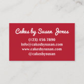 レッドベルベットケーキスライスベーカリーペストリーベイクショップカフェ 名刺 (裏面)