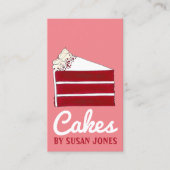 レッドベルベットケーキスライスベーカリーペストリーベイクショップカフェ 名刺 (正面)