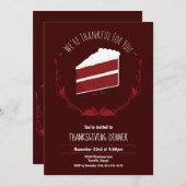 レッドベルベットケーキホリデー感謝祭 招待状 (正面/裏面)