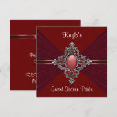 レッドベルベットスウィート16バースデーパーティー 招待状 (正面/裏面)