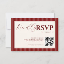 レッドベルベットスクリプト クラシック ストライプ ウェディング RSVP