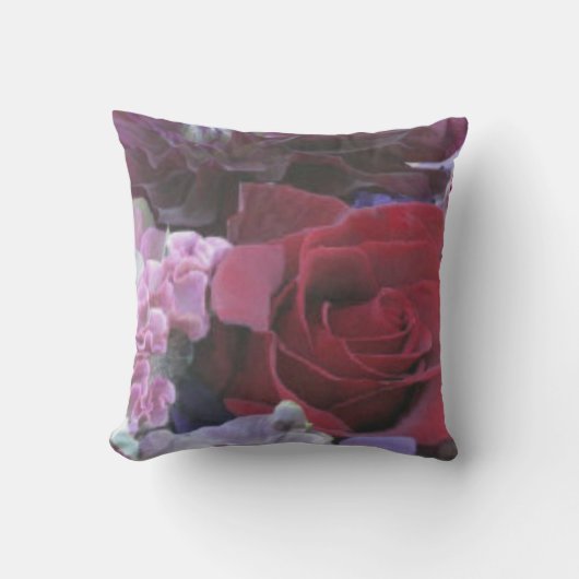 レッドベルベットバラ装飾用クッション クッション (正面)