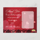 レッドベルベット+ハートダマスクウェディング写真ありがとう ポストカード (裏面)