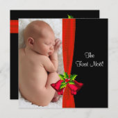 レッドベルベビーの初めてのクリスマス写真カード シーズンカード (正面/裏面)