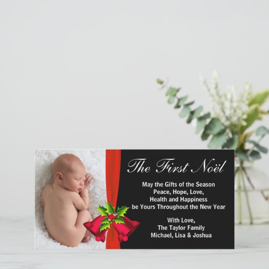 レッドベルベビーの初めてのクリスマス写真カード シーズンカード (スタンド正面)