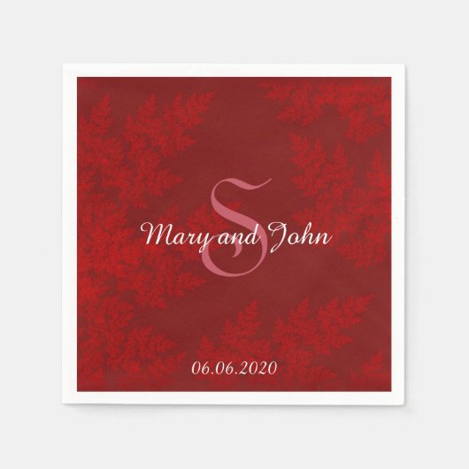 レッドベルベ結婚ット スタンダードカクテルナプキン (正面)