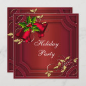 レッドベルレッド金ゴールド企業のホリデーパーティー 招待状 (正面/裏面)