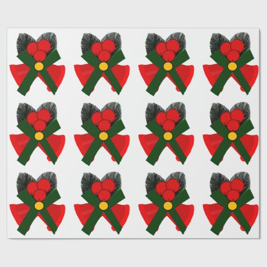 レッドベル及びホリーラッピング紙 ラッピングペーパー (フラット)