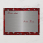 レッドベロア&シルバーの雪が日付を保存 案内ポストカード (裏面)