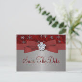 レッドベロア&シルバーの雪が日付を保存 案内ポストカード (スタンド正面)