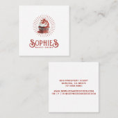 レッドベーカーベーカリーロゴパティシシェフタイポグラフィ スクエア名刺 (正面/裏面)