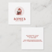 レッドベーカーベーカリーロゴパティシシェフタイポグラフィ スクエア名刺 (正面/裏面)