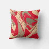 レッドベージュタイペースワーリングフローラ対角デザイン クッション (裏面)