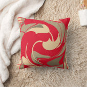 レッドベージュタイペースワーリング抽象芸術フラワーデザイン クッション (ブランケット)