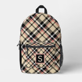 レッドベージュタン白黒スコットクランプライドパターン プリントバックパック (正面)