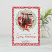 レッドベージュヴィンテージフォトクリスマスカード シーズンカード (スタンド正面)
