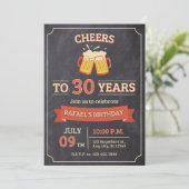 レッドベージュヴィンテージ誕生日招待状 招待状 (スタンド正面)