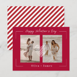 レッドベージュ ミニマル フォト コラージュ ハッピー バレンタイン シーズンカード