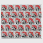 レッドベースボールキャップ付きゴールデンレトリバー ラッピングペーパー (フラット)