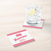 レッドベースボールクカスタムラブ選手番号&チーム名 スクエアペーパーコースター (インサイチュ)