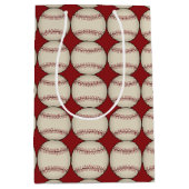 レッドベースボールスポーツ誕生日抱き枕 ミディアムペーパーバッグ (正面)