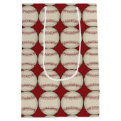 レッドベースボールスポーツ誕生日抱き枕 ミディアムペーパーバッグ (裏面)