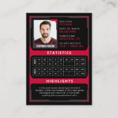 レッドベースボールトレーディングカード – プレーヤープロフィール コーリングカード (裏面)