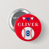 レッドベースボールバンティングフラッグ子供の誕生日 缶バッジ (正面&裏面)
