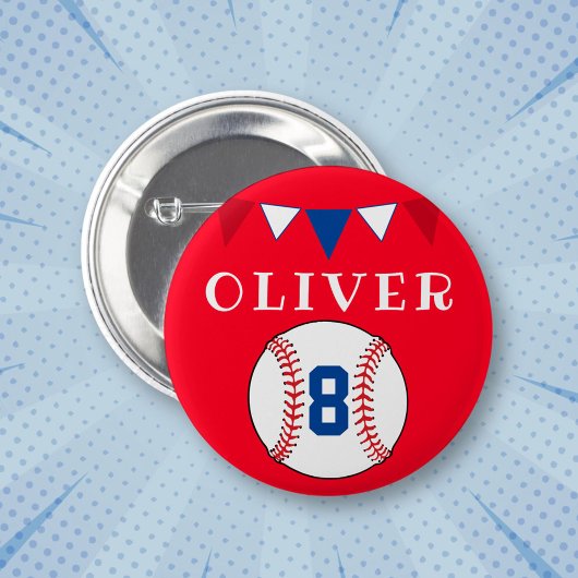 レッドベースボールバンティングフラッグ子供の誕生日 缶バッジ
