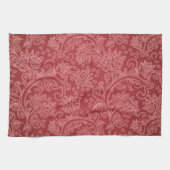 レッドペイズリーダマスクデザイナークラシックフローラ キッチンタオル (横)