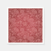 レッドペイズリーダマスクデザイナークラシックフローラ スタンダードカクテルナプキン (正面)