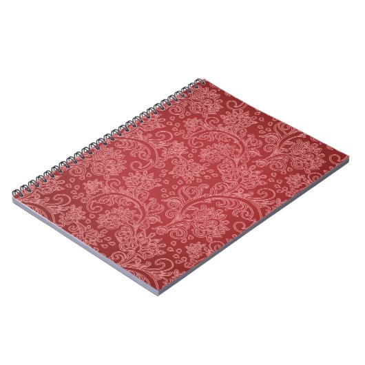 レッドペイズリーダマスクデザイナークラシックフローラ ノートブック (左側)