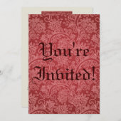 レッドペイズリーダマスクデザイナークラシックフローラ 招待状 (正面/裏面)