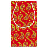 レッドペイズリーパーソナライズされたクリスマス抱き枕 スモールペーパーバッグ (裏面)