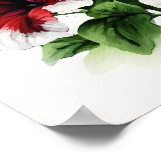 レッドペチュニアスフラワーアートプリントポスター ポスター (角)