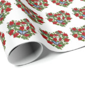 レッドペチュニアハートとブルーバタフライ ラッピングペーパー (ロールコーナー)