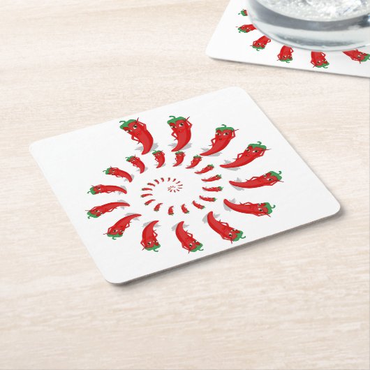 レッドペッパーディーバスパイラルスクエア紙コースター スクエアペーパーコースター (アングル)