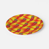 レッドペッパーDivaオレンジ色の黄色い格子模様 ペーパープレート (アングル)