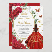 レッドペニーフローラプリンセスドレスキンセアニラ 招待状 (正面/裏面)