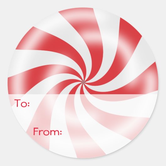 レッドペパーミントキャンディギフトラベル スクエアシール (正面)
