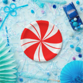 レッドペパーミントキャンディクリスマスパーティープレート ペーパープレート (パーティー)