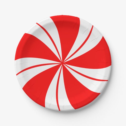 レッドペパーミントキャンディクリスマスパーティープレート ペーパープレート (正面)