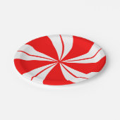 レッドペパーミントキャンディクリスマスパーティープレート ペーパープレート (アングル)